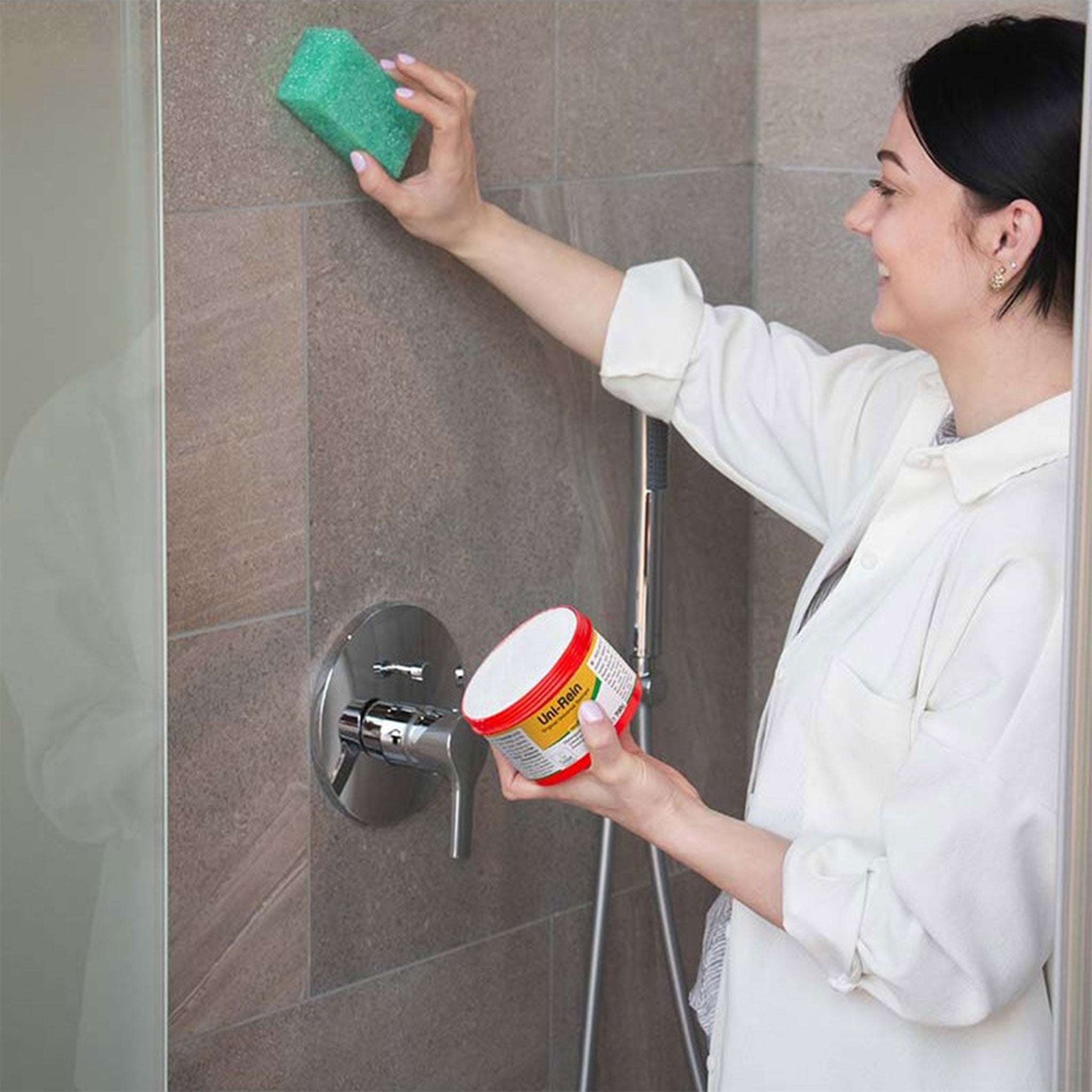 Obenland Uni-Rein – öko Putzstein mit 2 Schwämmen – Vielseitiger Universalreiniger für alle Oberflächen in Küche, Bad, WC und Armaturen, Fenster, Sneaker, Ceranfeld - 700g