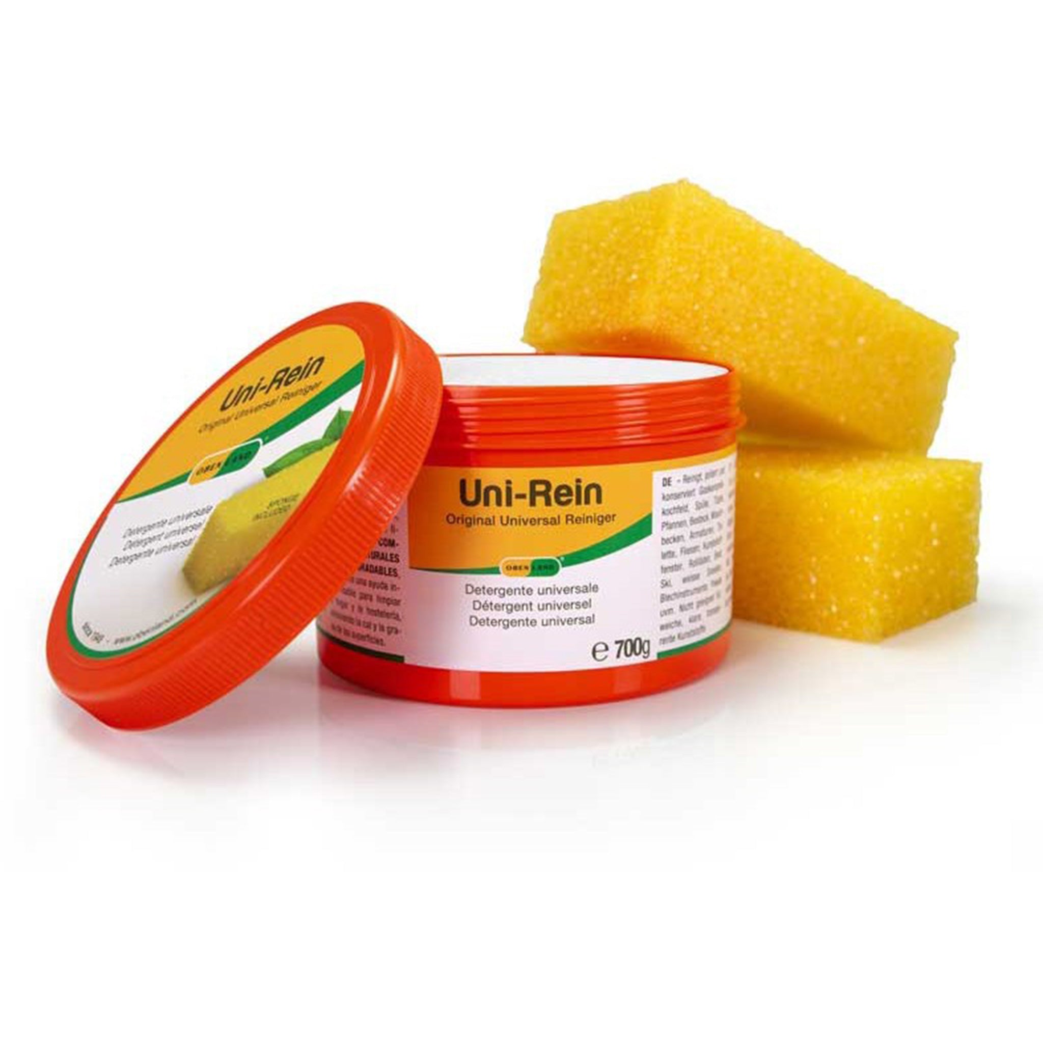 Obenland Uni-Rein – öko Putzstein mit 2 Schwämmen – Vielseitiger Universalreiniger für alle Oberflächen in Küche, Bad, WC und Armaturen, Fenster, Sneaker, Ceranfeld - 700g